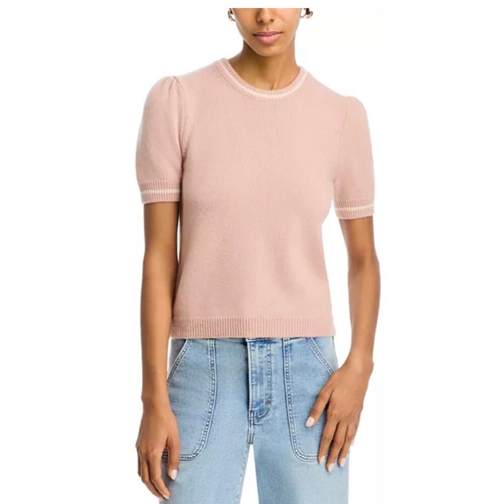 FRAME Luxurious Pink Cashmere Short Sleeve Sweater M